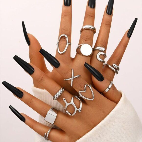 12PCS Gold Stackable Rings Set for Women, 18K Gold Plated Open Stacking Knuckle - Picture 5 of 8